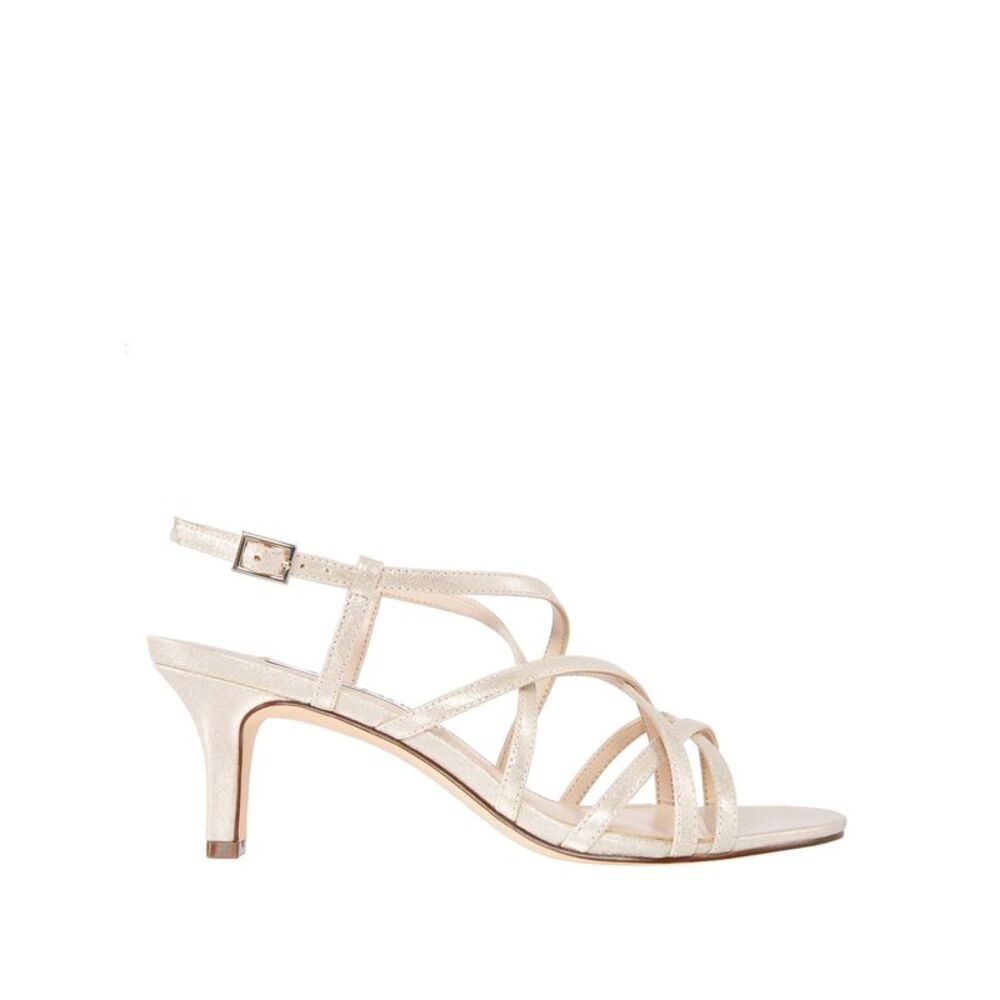 NINA NEW YORK Womens Gold Neptune Almond Toe Kitten Heel Slingback Sandal 5.5 W
